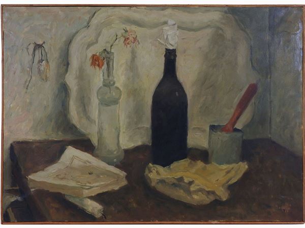 Nino Caff&#232; : Still Life with Bottle 1930s  ((1909-1975))  - Auction Modern and Contemporary Art - IV - Maison Bibelot - Casa d'Aste Firenze - Milano