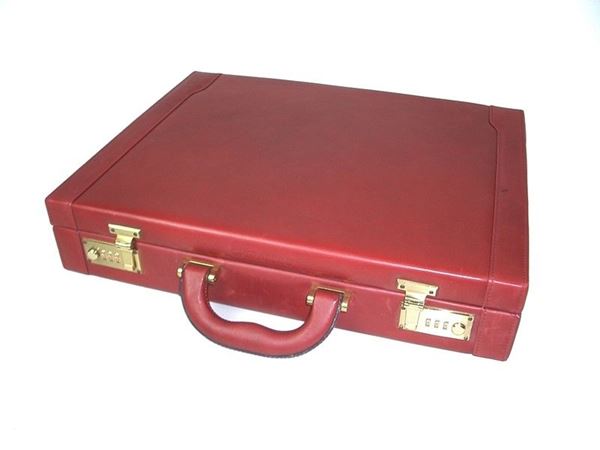 Wine leather briefcase