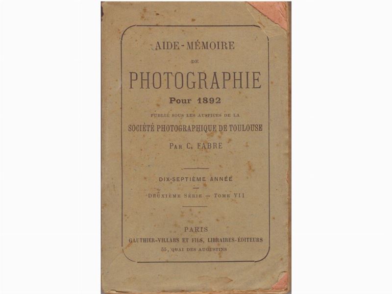 Fabre Aide-memoire De Photographie 1892