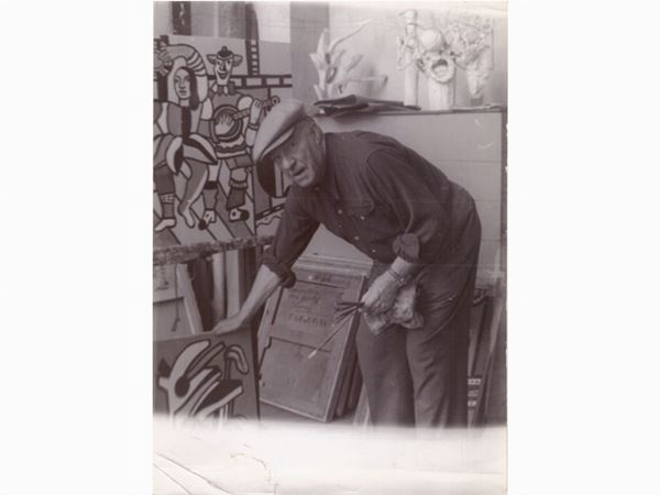 Germaine Nordmann : Ritratto di Fernand Léger 1950 circa  ((1902-1997))  - Auction A Trip into Photography: Ghirri, Berengo-Gardin, Giacomelli, Vasiliev, Salgado… - Maison Bibelot - Casa d'Aste Firenze - Milano