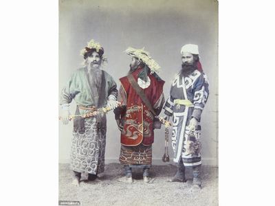 Japan - Three Ainu Warriors 1880 Circa