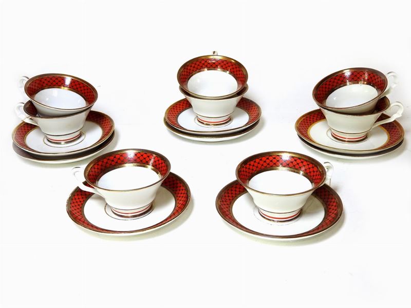 Serie di Otto Tazzine da Caffè in Porcellana