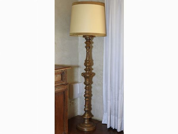 Giltwood Floor Pricket Converted Into Lamp