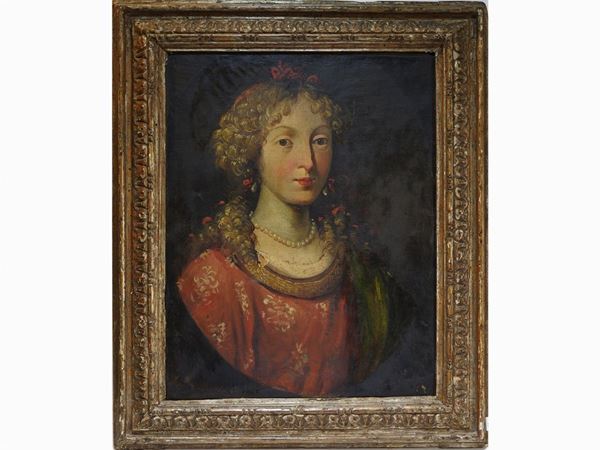 Maniera di Pierre Mignard : Portrait of a Lady with Pearls  (19th Century)  - Auction Modern and Contemporary Art /   An antique casale in Settignano: Paintings - I - Maison Bibelot - Casa d'Aste Firenze - Milano