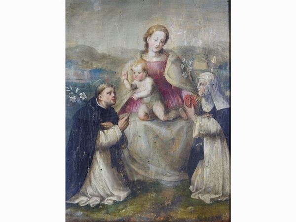 Pittore del XIX secolo : Madonna with Child and Saints  - Auction Modern and Contemporary Art /   An antique casale in Settignano: Paintings - I - Maison Bibelot - Casa d'Aste Firenze - Milano