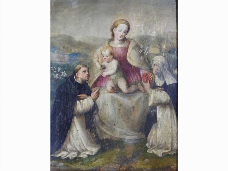 Pittore del XIX Secolo - Madonna con Bambino e Santi