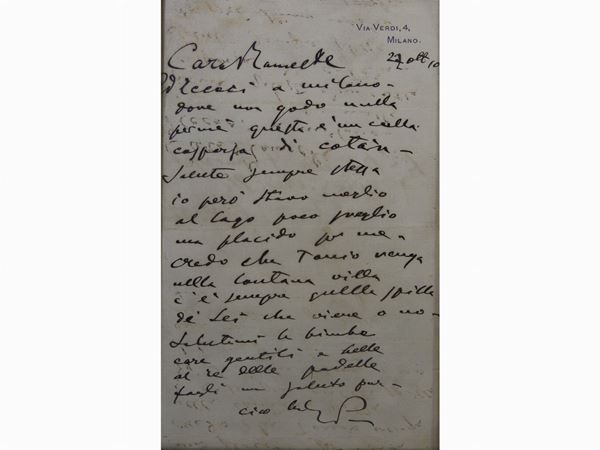 Giacomo Puccini - Handwritten Letter
