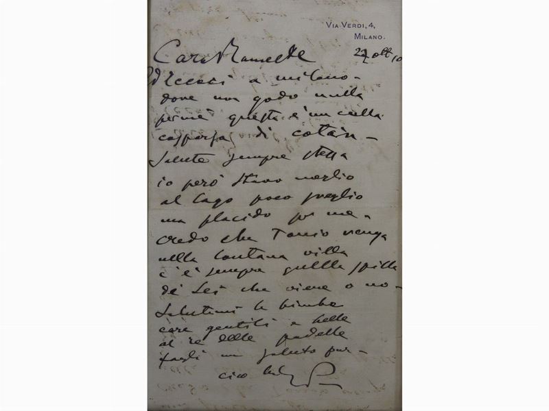 Giacomo Puccini - Lettera Manoscritta