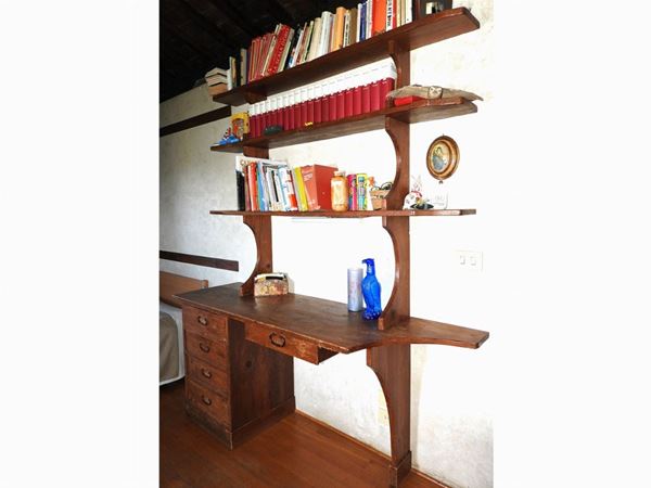 Softwood Sek Table with Book Shelf  - Auction An antique casale: Furniture and Collections - I - II - Maison Bibelot - Casa d'Aste Firenze - Milano