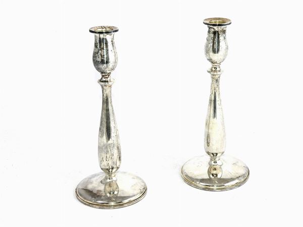 Pair of Sterling Silver Candleholders
