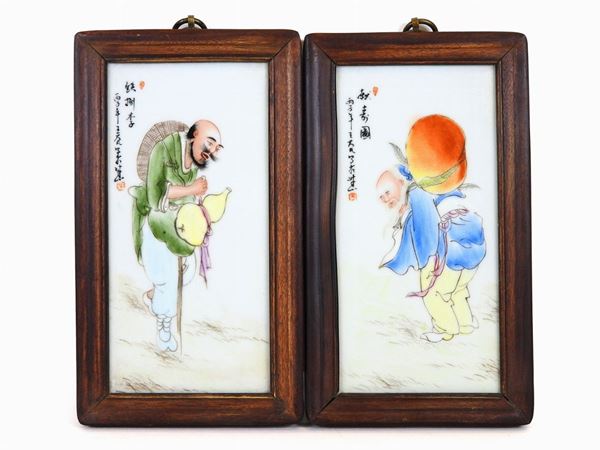 Pair of Chinese Painted Porcelain Plaques
