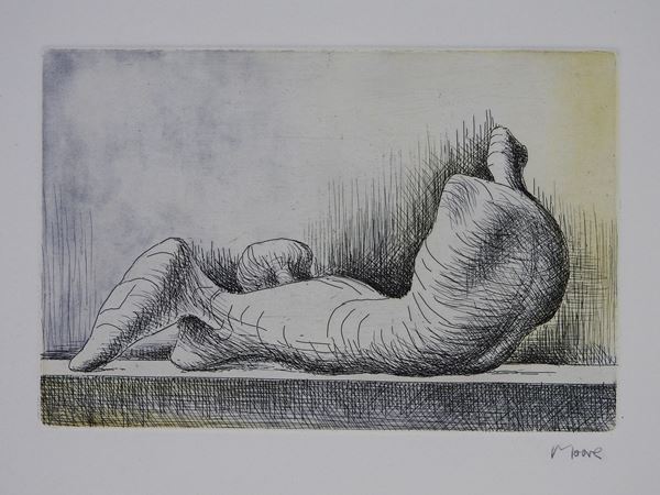 Henry Moore : Reclining Figure Right 1976  ((1898-1986))  - Asta Arte moderna e contemporanea /   Un antico casale a Settignano: i dipinti - I - Maison Bibelot - Casa d'Aste Firenze - Milano