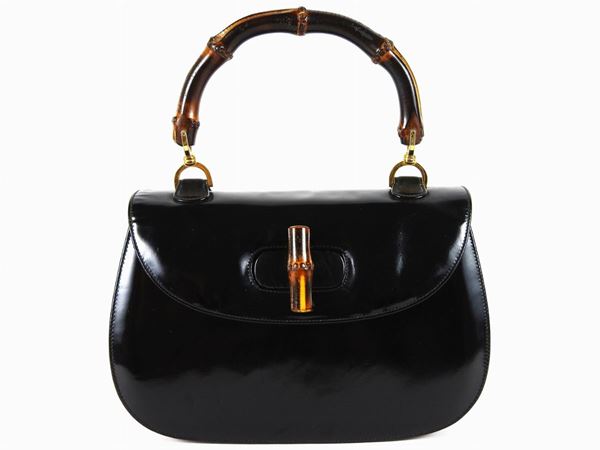 Bamboo Gucci black leather Handbag