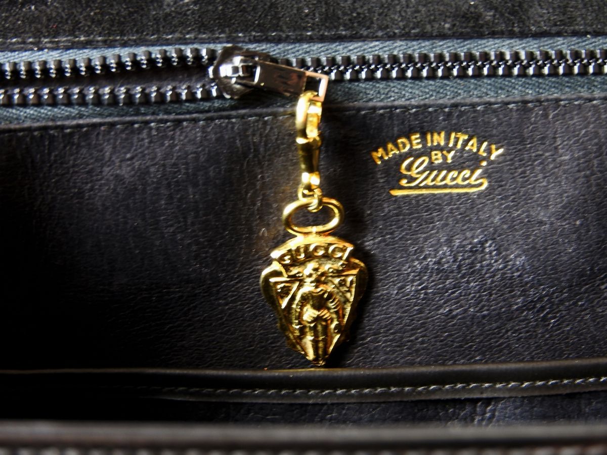 Borsa a Mano Gucci Bamboo in Pelle Lucida Nera