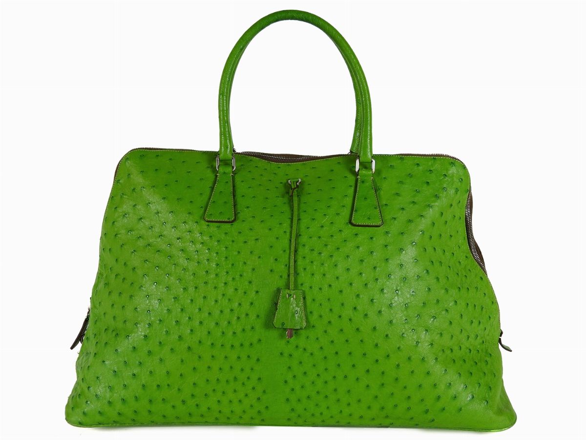 Borsa a Spalla Prada in Struzzo Verde