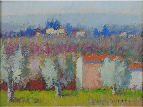 Dino Migliorini : Tuscan Landscape  ((1907-2005))  - Auction Modern and Contemporary Art /   An antique casale in Settignano: Paintings - I - Maison Bibelot - Casa d'Aste Firenze - Milano