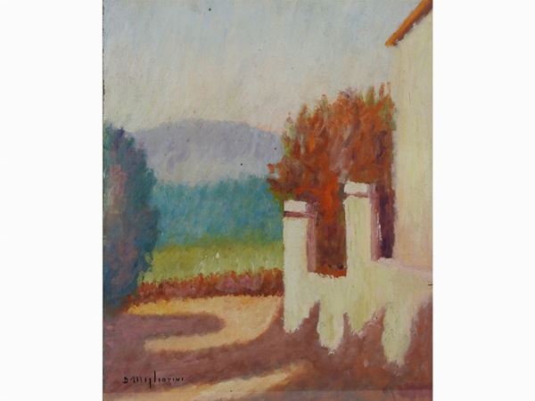 Dino Migliorini : View of a Tuscan Street  ((1907-2005))  - Auction Modern and Contemporary Art /   An antique casale in Settignano: Paintings - I - Maison Bibelot - Casa d'Aste Firenze - Milano