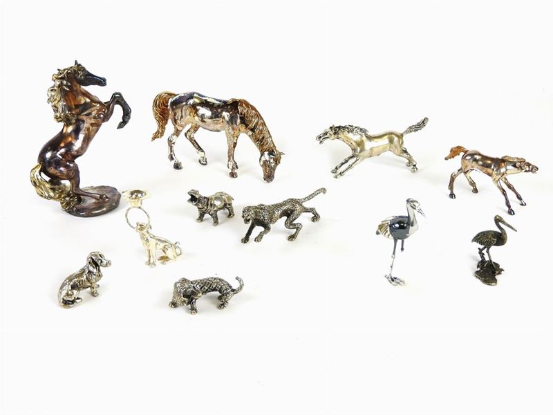 Raccolta di Animali in Argento e Metallo Argentato
