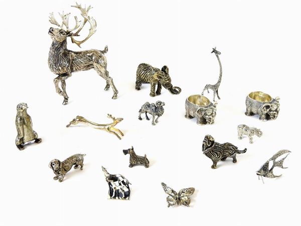 Raccolta di animali da collezione in argento e metallo argentato