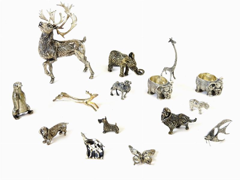 Raccolta di Animali da Collezione in Argento e Metallo Argentato