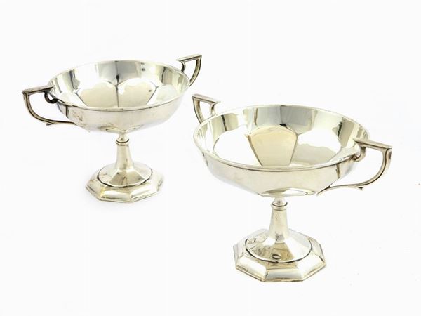 Pair of Silver Pedestal Bowls