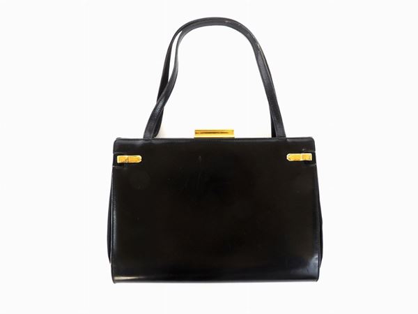 Gucci Black Leather and Silk Double Handbag