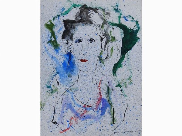 Ernesto Treccani : Portrait  ((1920-2009))  - Auction Modern and Contemporary Art /   An antique casale in Settignano: Paintings - I - Maison Bibelot - Casa d'Aste Firenze - Milano