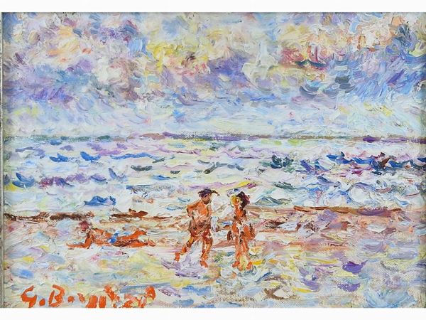 Guido Borgianni : Seascape with Figures  ((1915-2011))  - Auction Modern and Contemporary Art /   An antique casale in Settignano: Paintings - I - Maison Bibelot - Casa d'Aste Firenze - Milano