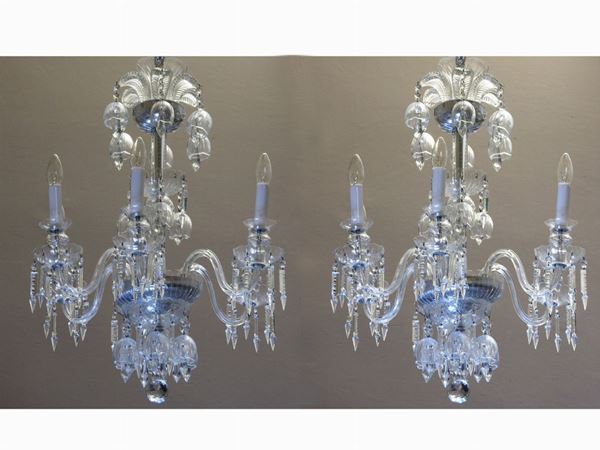 Pair of Uncoloured Crystal Chandeliers