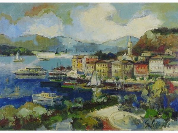 Emanuele Cappello : View of Lake Como  - Auction Modern and Contemporary Art /   An antique casale in Settignano: Paintings - I - Maison Bibelot - Casa d'Aste Firenze - Milano