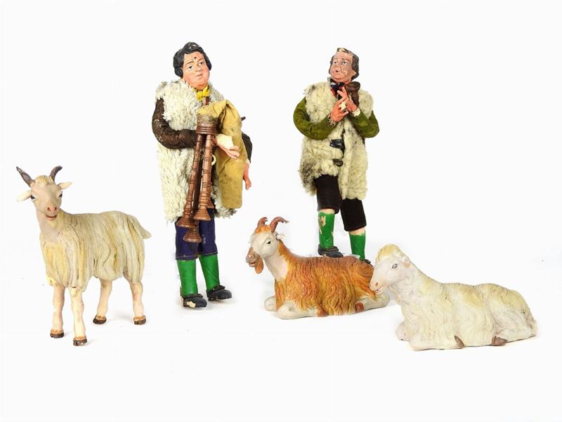 Due Personaggi del Presepe in Terracotta Policroma