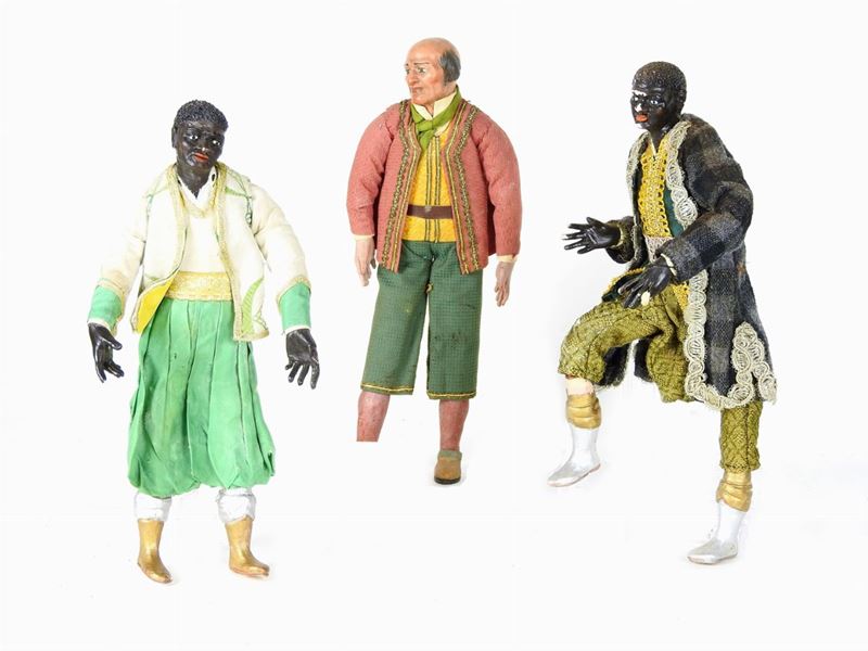 Tre Personaggi del Presepe in Terracotta Policroma