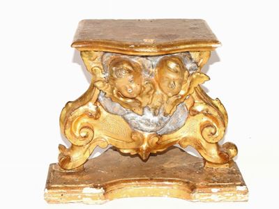 Base in Legno Intagliato, Dorato e Argentato