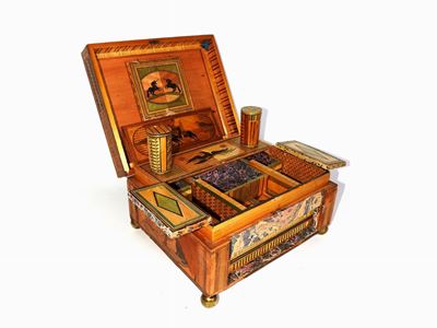 Scatola da Gioco Rivestita in Paglia Policroma