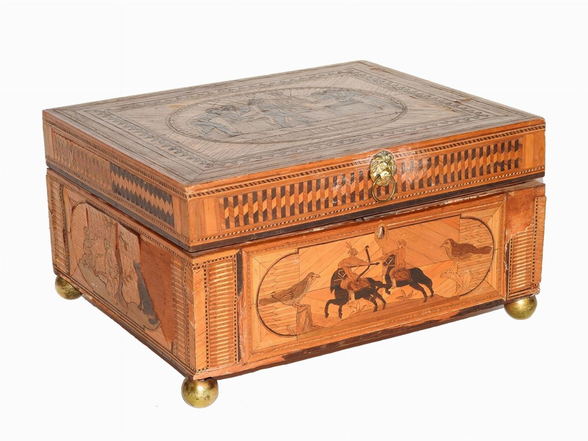 Scatola da Gioco Rivestita in Paglia Policroma