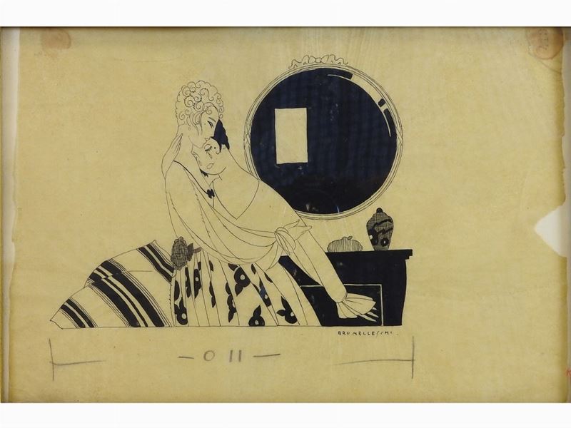 Umberto Brunelleschi - Scorcio D'interno con Figure