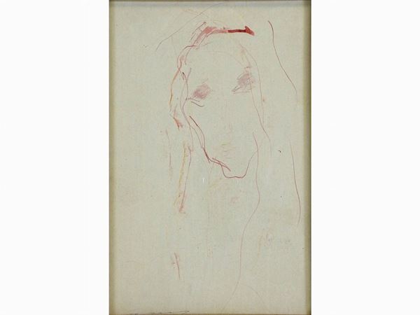 Ernesto Treccani : Female Portrait  ((1920-2009))  - Auction Modern and Contemporary Art /   An antique casale in Settignano: Paintings - I - Maison Bibelot - Casa d'Aste Firenze - Milano