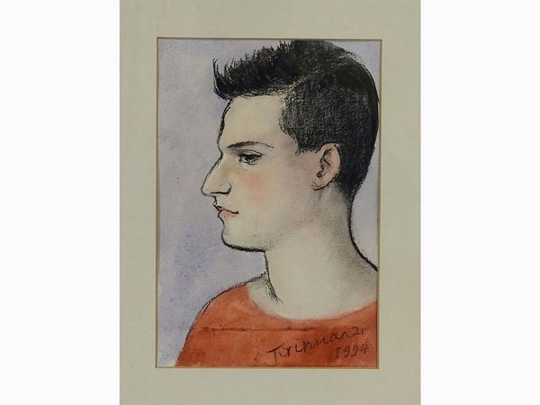 Nino Tirinnanzi : Portrait of a Man 1994  ((1923-2002))  - Auction Modern and Contemporary Art /   An antique casale in Settignano: Paintings - I - Maison Bibelot - Casa d'Aste Firenze - Milano