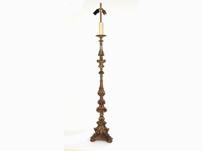 Grande Torciera in Legno Intagliato e Laccato