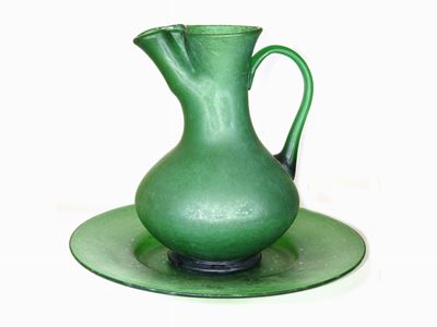 Grande Caraffa in Vetro Soffiato Verde
