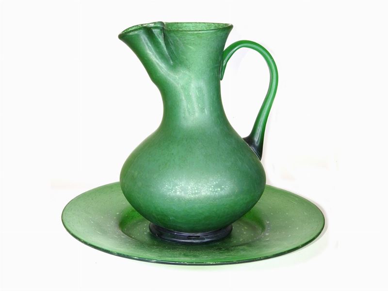 Grande Caraffa in Vetro Soffiato Verde