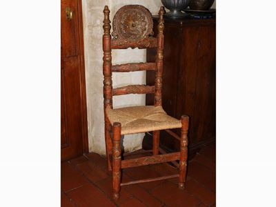 Antica Sedia in Legno Laccato e in Parte Dorato