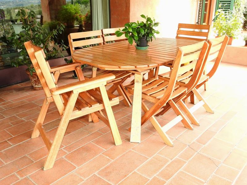 Tavolo Ovale da Giardino in Legno