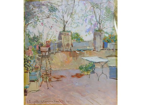 Francesco Cangiullo : View of a Terrace 1957  ((1884-1977))  - Auction Modern and Contemporary Art - Maison Bibelot - Casa d'Aste Firenze - Milano
