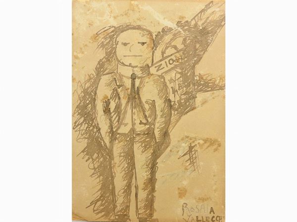 Ottone Rosai : Caricature of Attilio Vallecchi  ((1895-1957))  - Auction Modern and Contemporary Art /   An antique casale in Settignano: Paintings - I - Maison Bibelot - Casa d'Aste Firenze - Milano