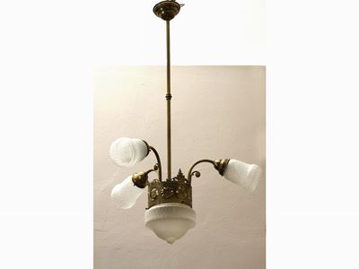 Lampadario in Metallo Dorato