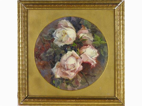 Enrichetta Chiostri : Roses  ((1860-1942))  - Auction Modern and Contemporary Art /   An antique casale in Settignano: Paintings - I - Maison Bibelot - Casa d'Aste Firenze - Milano