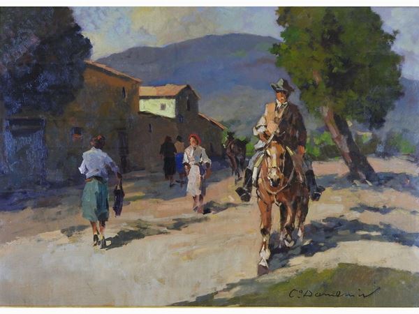 Carlo Domenici : Buttero  ((1898-1981))  - Auction Modern and Contemporary Art /   An antique casale in Settignano: Paintings - I - Maison Bibelot - Casa d'Aste Firenze - Milano