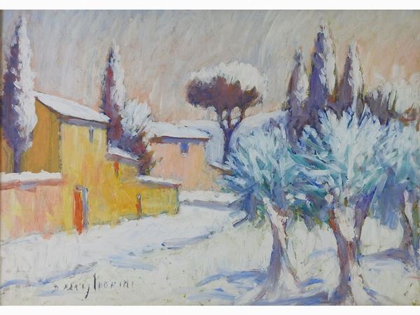 Dino Migliorini : Snowy Landscape  ((1907-2005))  - Auction Modern and Contemporary Art /   An antique casale in Settignano: Paintings - I - Maison Bibelot - Casa d'Aste Firenze - Milano