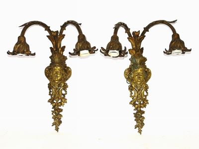 Coppia di Appliques in Bronzo Dorato